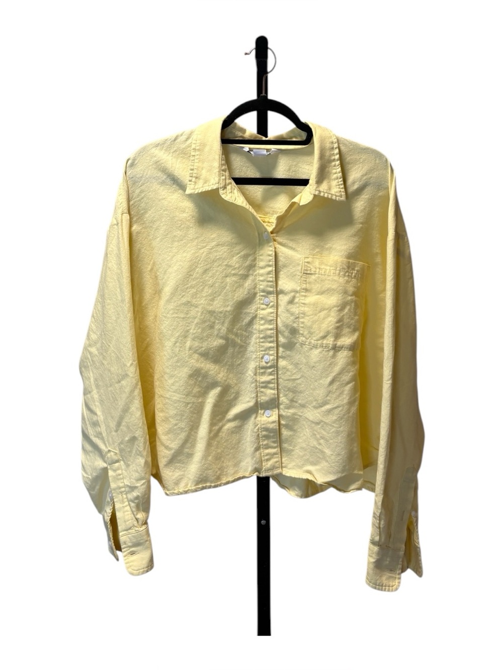 Old Navy Light Yellow Crop Button-Up Shirt